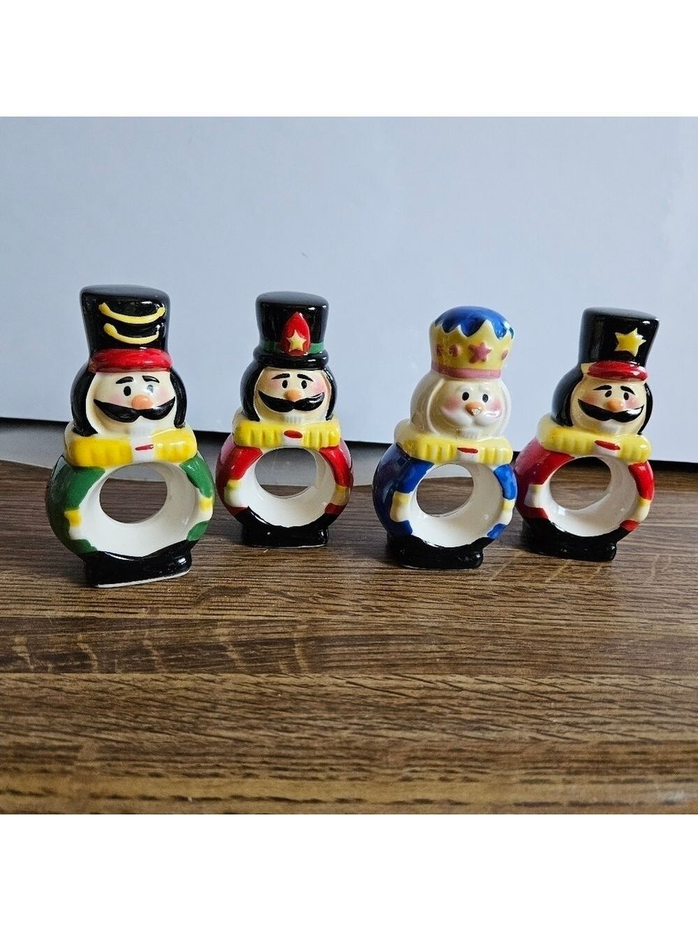 Vintage Boston Warehouse 4-Piece Ceramic Nutcracker Napkin Rings